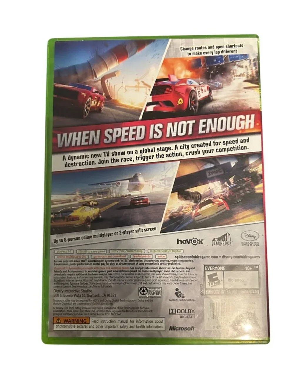 Split/Second Xbox 360 Game Complete With Case no Manual video gaming